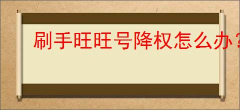 刷手旺旺号降权怎么办？快速恢复的方法与技巧！