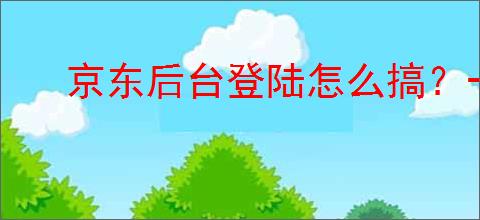 京东后台登陆怎么搞?一步教你快速进入京东后台!