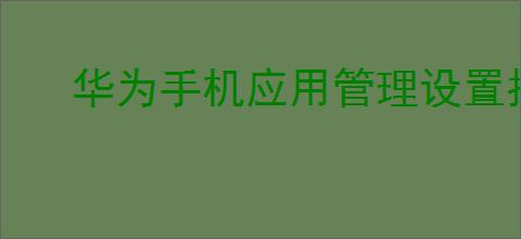 华为手机应用管理设置指南