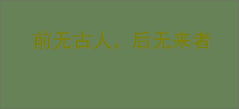 前无古人，后无来者
