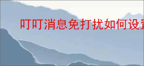 叮叮消息免打扰如何设置
