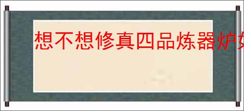想不想修真四品炼器炉如何获取
