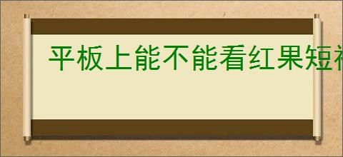 平板上能不能看红果短视频