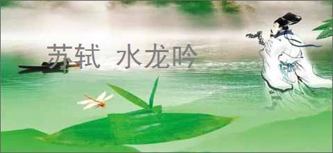 苏轼 水龙吟