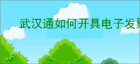 武汉通如何开具电子发票