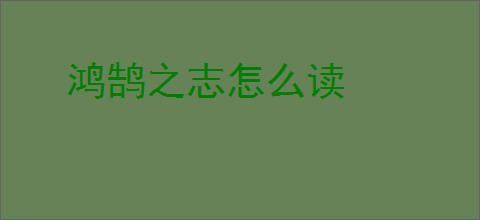 鸿鹄之志怎么读