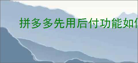 拼多多先用后付功能如何关闭