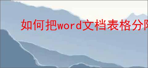 如何把word文档表格分隔开