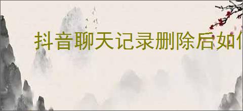 抖音聊天记录删除后如何恢复