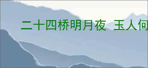 二十四桥明月夜 玉人何处教吹箫