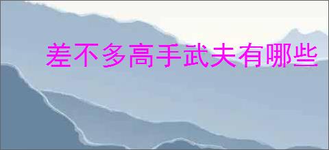 差不多高手武夫有哪些