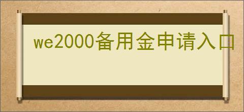 we2000备用金申请入口