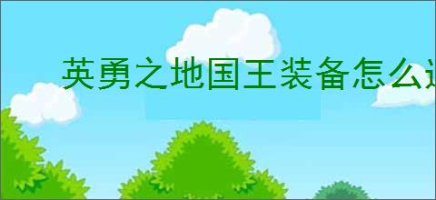 英勇之地国王装备怎么选