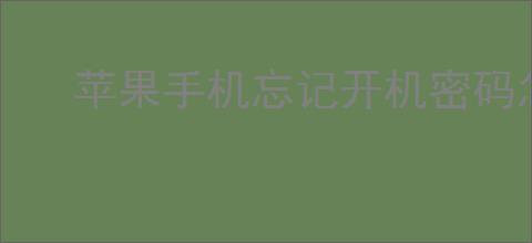 苹果手机忘记开机密码怎么办