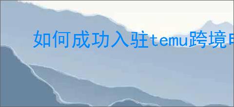 如何成功入驻temu跨境电商平台?