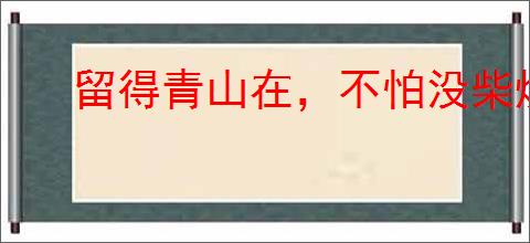 留得青山在，不怕没柴烧