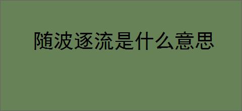 随波逐流是什么意思
