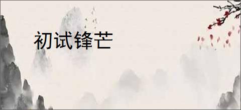 初试锋芒