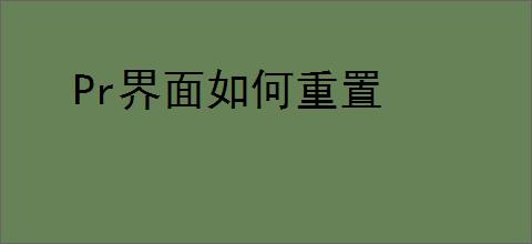 Pr界面如何重置