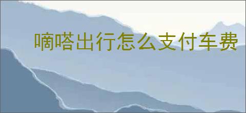 嘀嗒出行怎么支付车费
