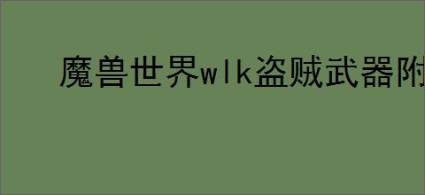 魔兽世界wlk盗贼武器附魔幻化推荐