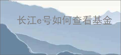 长江e号如何查看基金