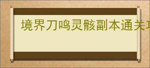 境界刀鸣灵骸副本通关攻略