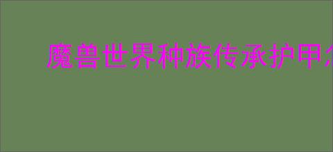 魔兽世界种族传承护甲怎么解决