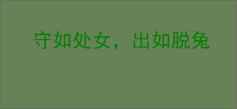 守如处女,出如脱兔