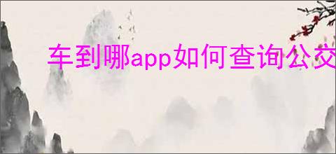 车到哪app如何查询公交车位置