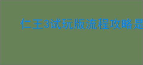 仁王3试玩版流程攻略是什么