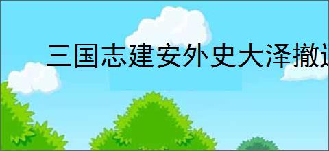 三国志建安外史大泽撤退战怎么通关