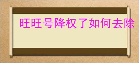 旺旺号降权了如何去除