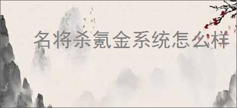 名将杀氪金系统怎么样