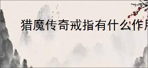 猎魔传奇戒指有什么作用