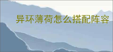 异环薄荷怎么搭配阵容