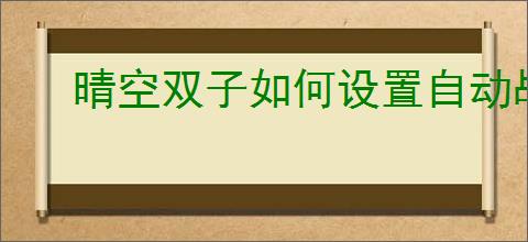 晴空双子如何设置自动战斗