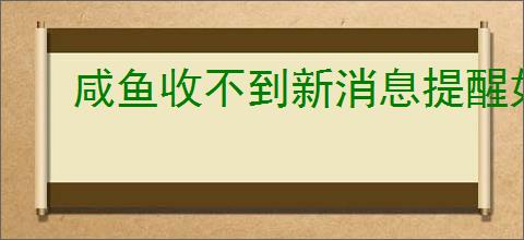 咸鱼收不到新消息提醒如何解决