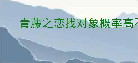 青藤之恋找对象概率高不高